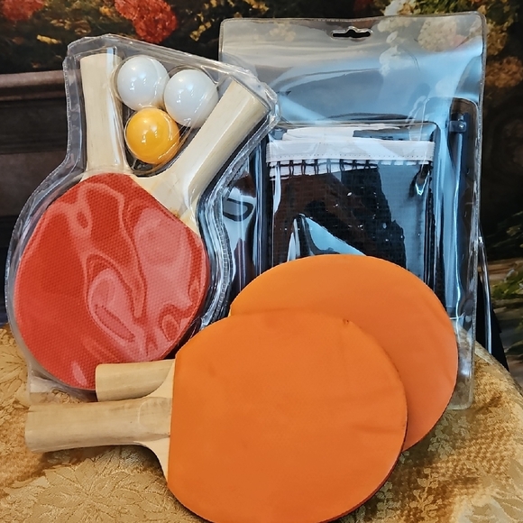 Other - PingPong Set with Orange Paddles and Balls Including Table Net & Stand